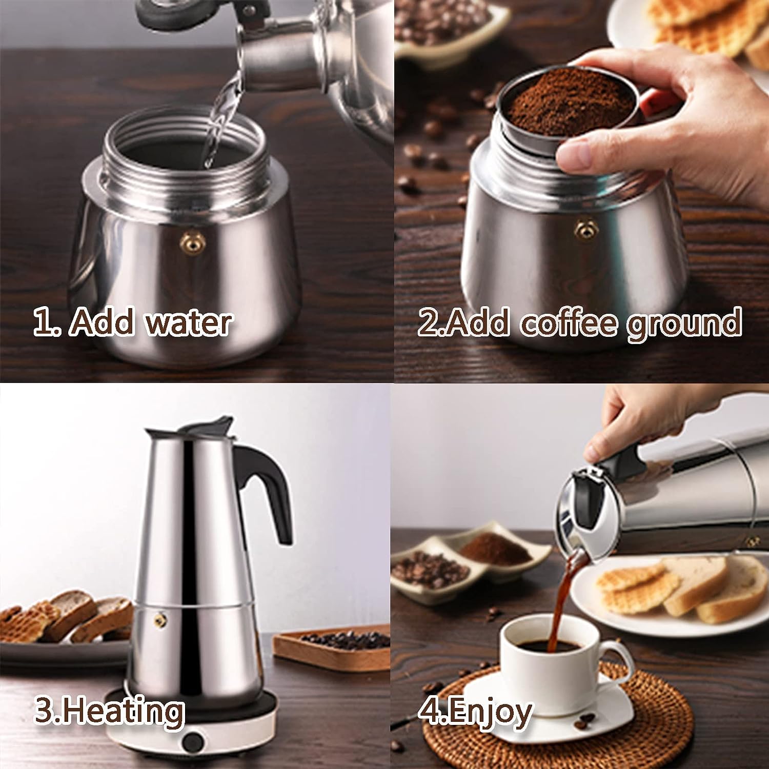 4/6/9 Tasses Moka Pot Caffe Ma - Coffee Equipment Brands avis et prix